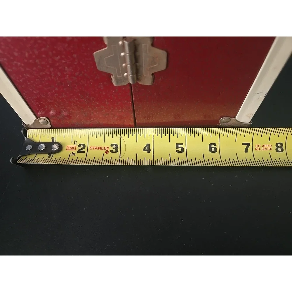 Vintage Red Metal Latch Hinged Doll Trunk Wardrobe 16
